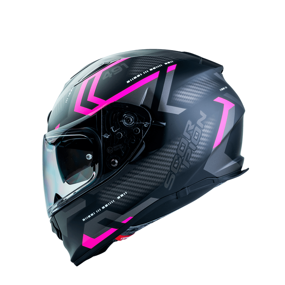 CASCO SCORPION EXO-491 SPIN NEGRO MATE FUCSIA1