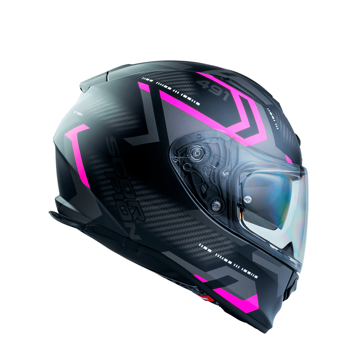 CASCO SCORPION EXO-491 SPIN NEGRO MATE FUCSIA3