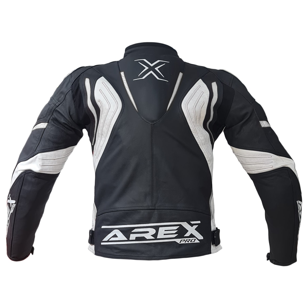 CHAQUETA CUERO AREX RACER NEGRO/BLANCO5