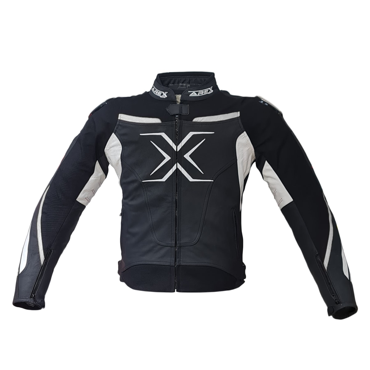 CHAQUETA CUERO AREX RACER NEGRO/BLANCO4