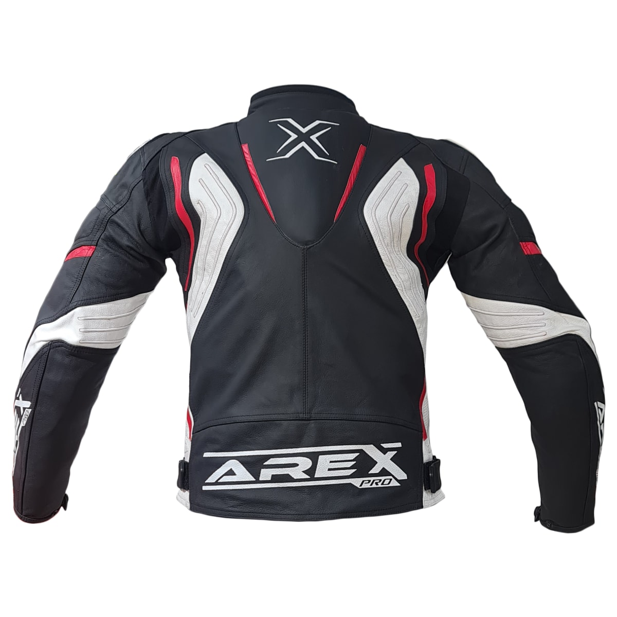 CHAQUETA CUERO AREX RACER NEG/BCO/ROJO5