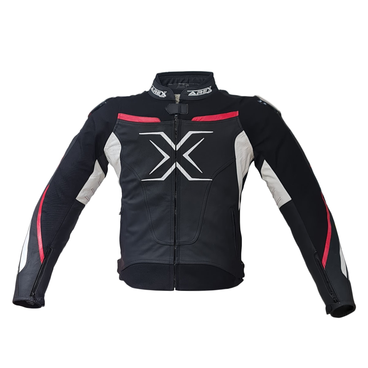 CHAQUETA CUERO AREX RACER NEG/BCO/ROJO4