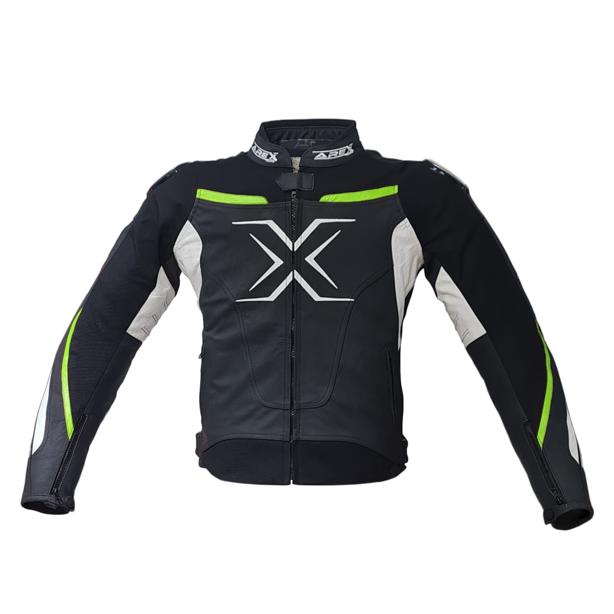 CHAQUETA CUERO AREX RACER NEG/BCO/AMA4