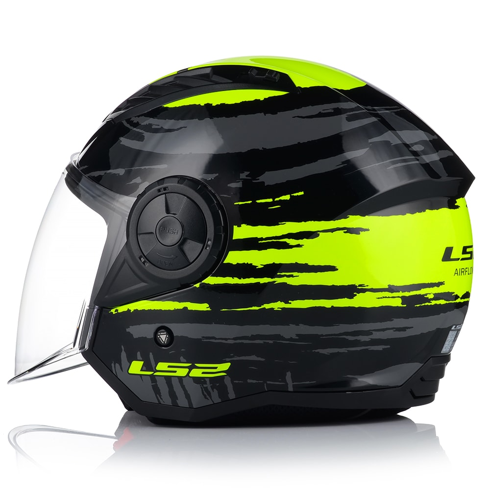 CASCO ABIERTO LS2 OF616 AIRFLOW II BRUSH NEGRO AMARILLO6
