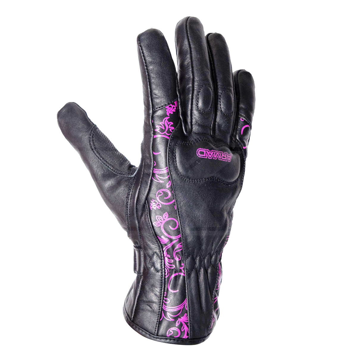 GUANTE CUERO ARMAD BELEN LADY NEGRO ROSA2