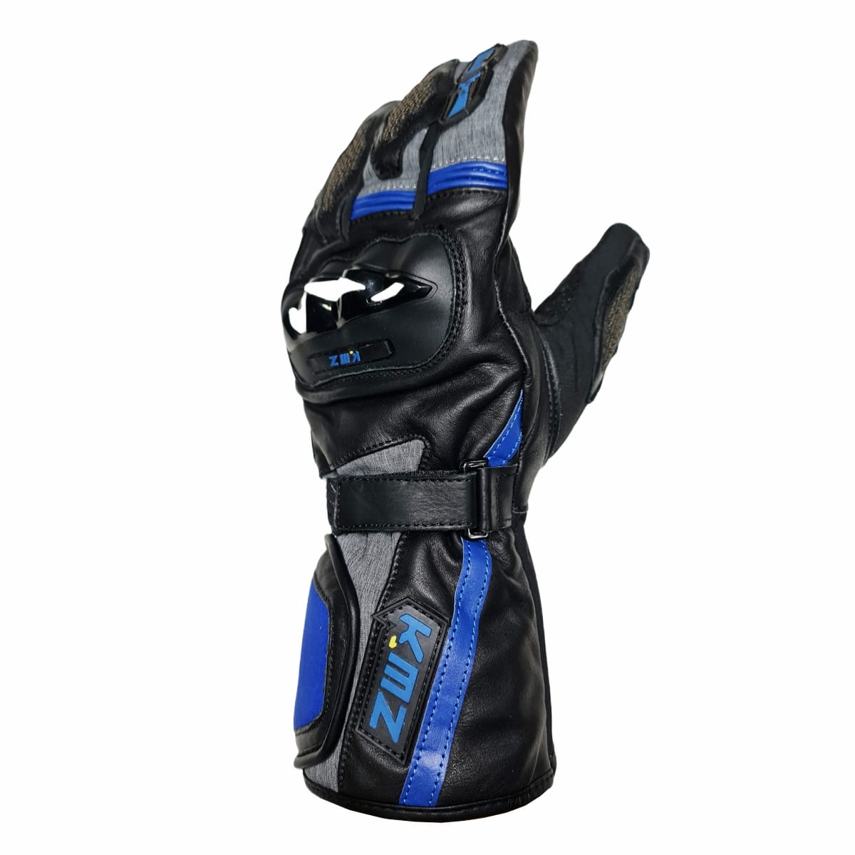 GUANTE CUERO KMZ FORBIDEN NEGRO/AZUL1