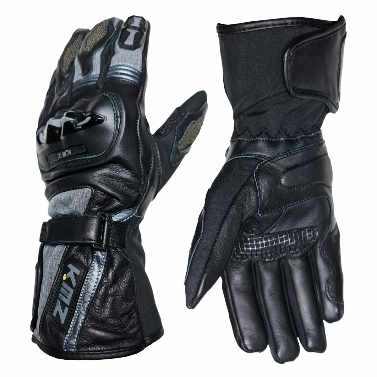 GUANTE CUERO KMZ FORBIDEN NEGRO/GRIS3
