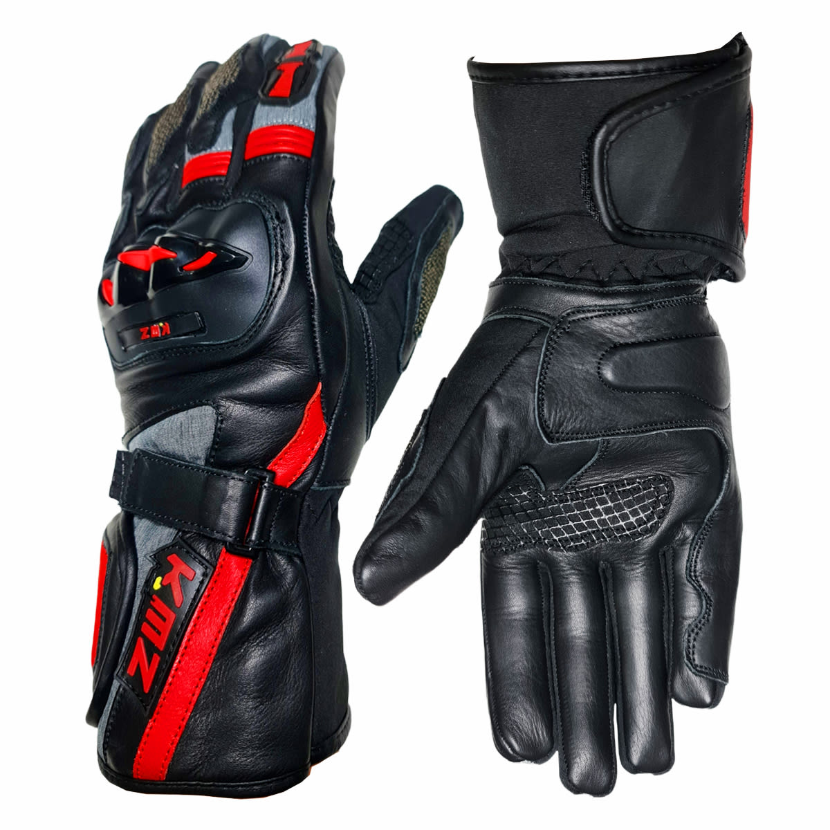 GUANTE CUERO KMZ FORBIDEN NEGRO/ROJO3