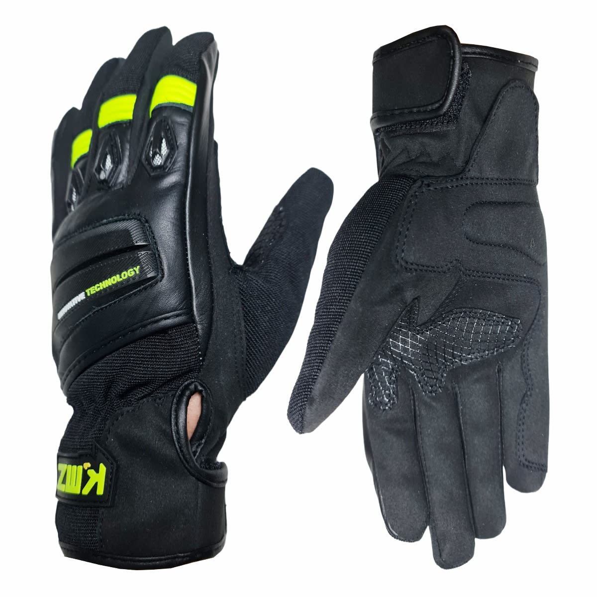 GUANTES CUERO KMZ RAPTOR II NEGRO/AMARILLO3