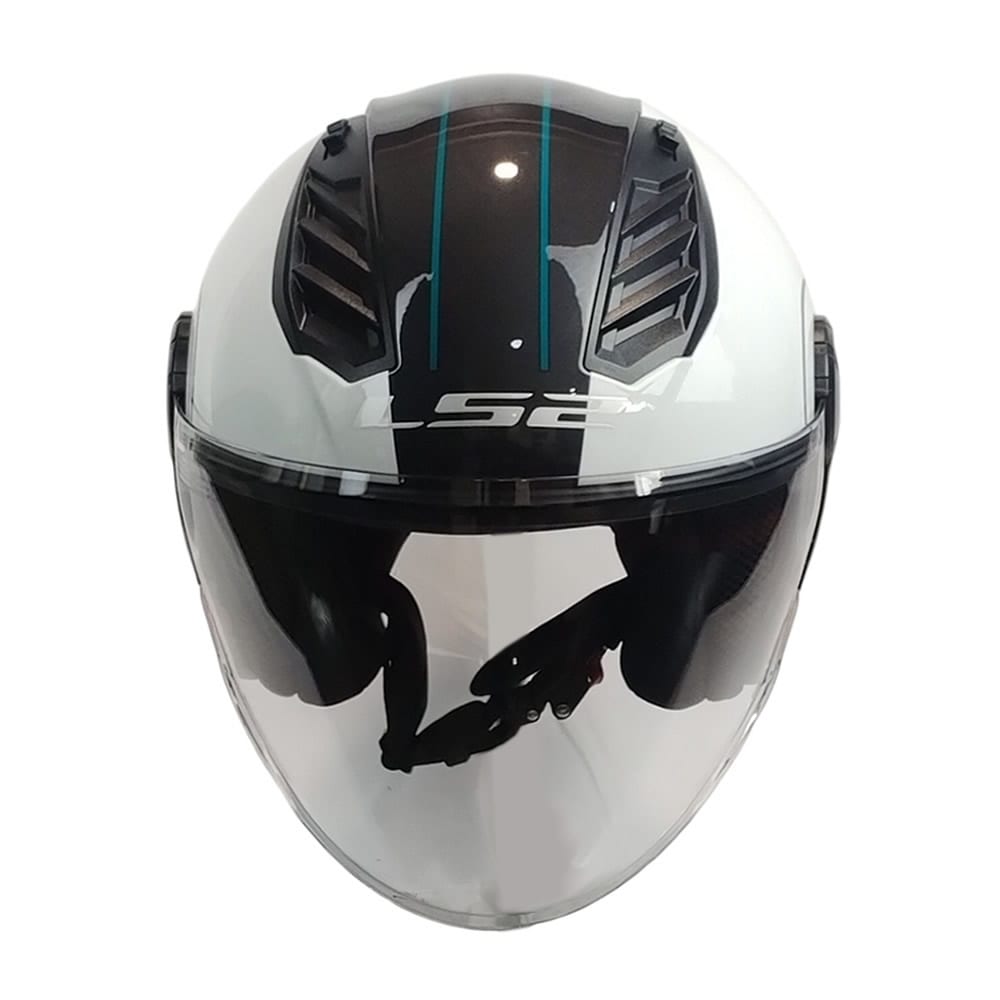 CASCO ABIERTO LS2 OF616 AIRFLOW II COVER BLANCO CAFE3