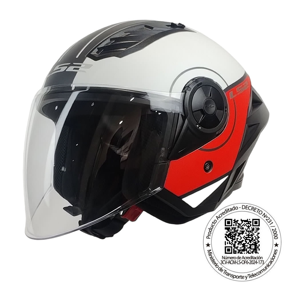 CASCO ABIERTO LS2 OF616 AIRFLOW II COVER BLANCO ROJO6