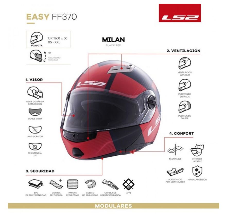 CASCO LS2 FF 370 MILAN GRIS/ROJO MATE3