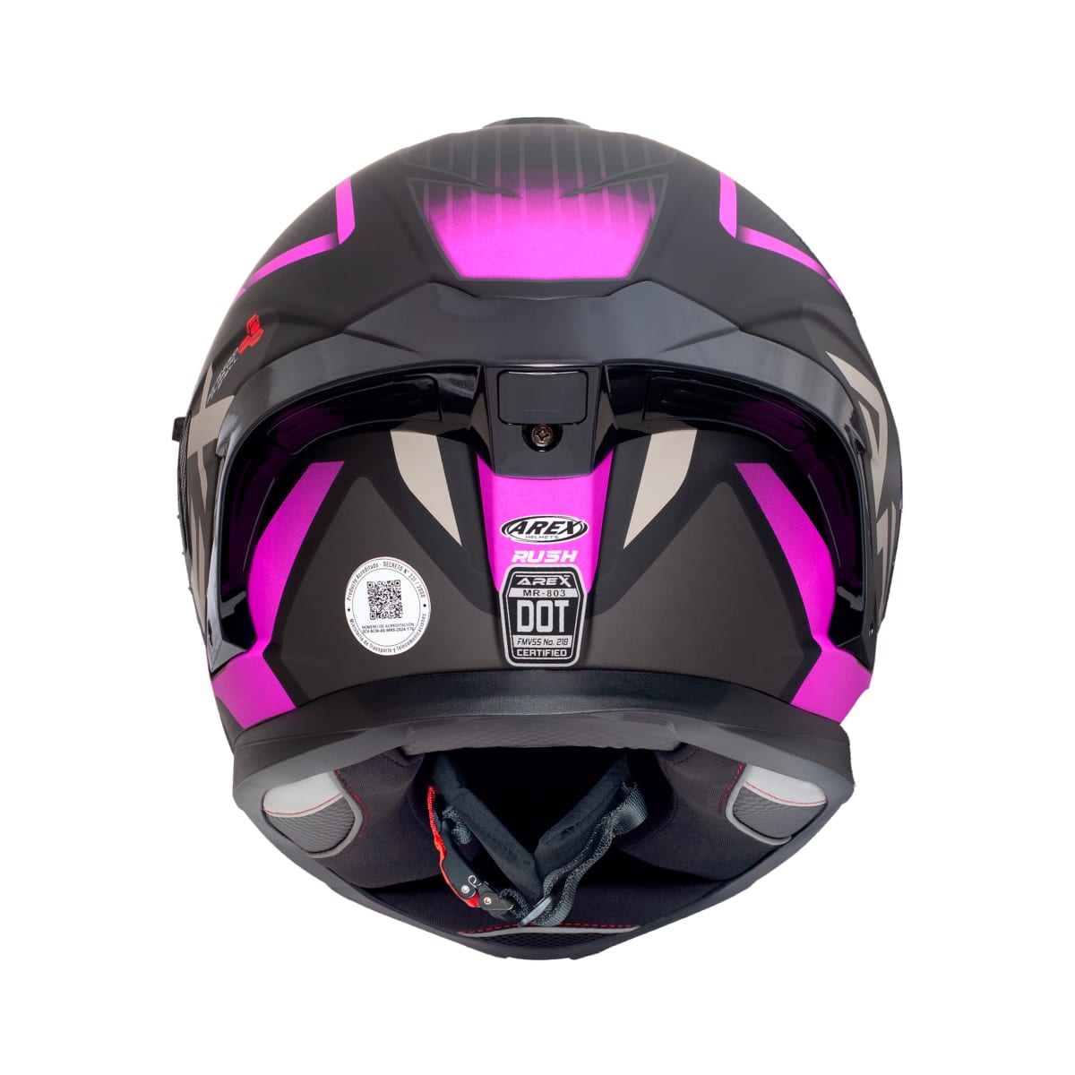 CASCO AREX MR-803 RUSH NEGRO MATTE FUCSIA3