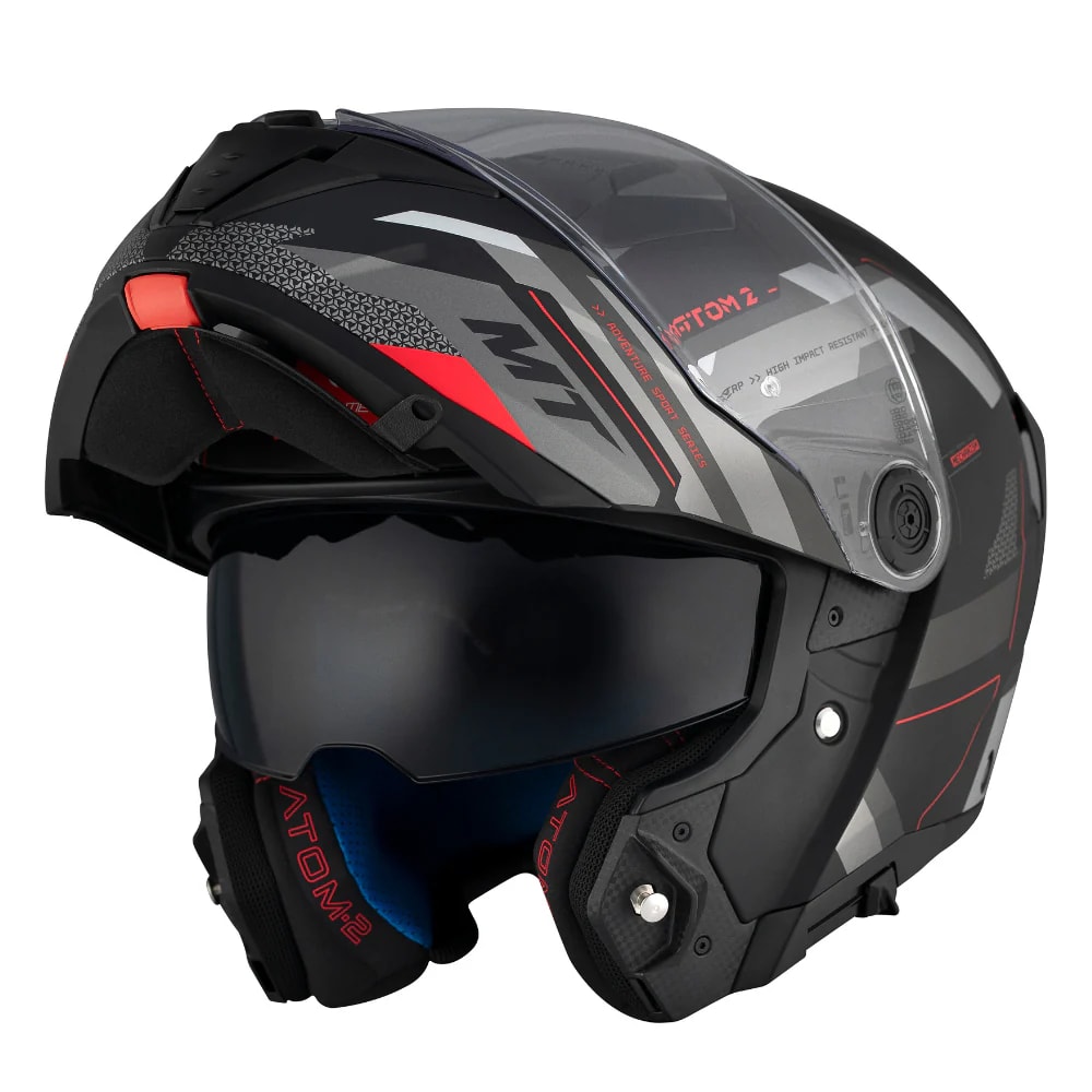 CASCO MT FU404SV ATOM 2 SV BAST D5 ROJO MATE + PINLOCK MT-V-352