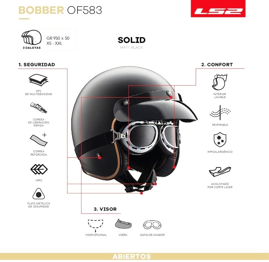 CASCO LS2 OF 583 BOBBER NEGRO BRILLO3