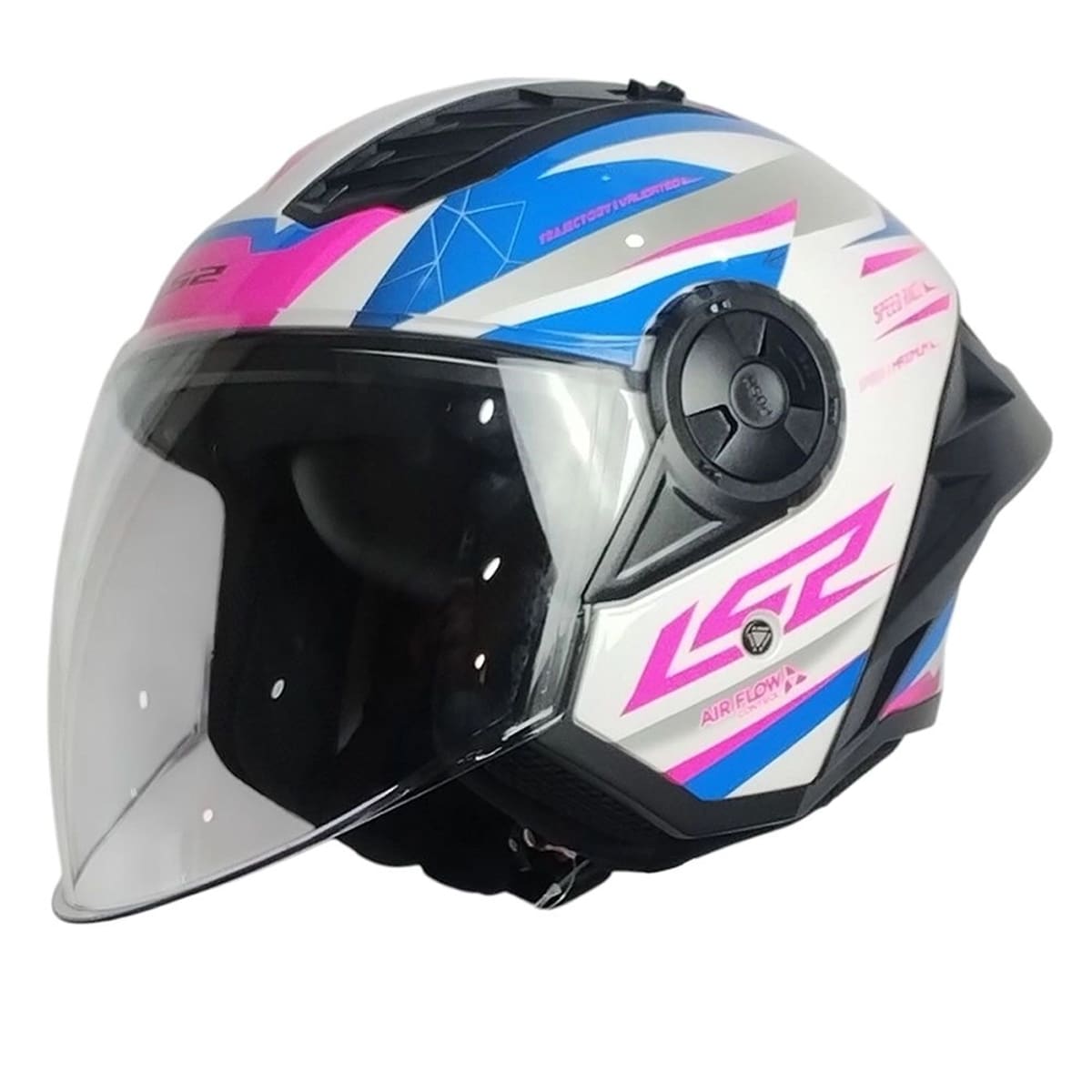 CASCO LS2 OF616 AIRFLOW II DRAZE BLANCO AZUL ROSA1