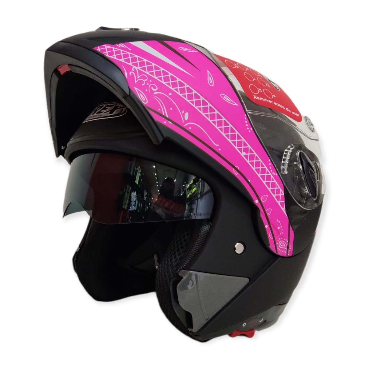 CASCO AREX ABATIBLE MR 701 NEGRO FUCSIA4