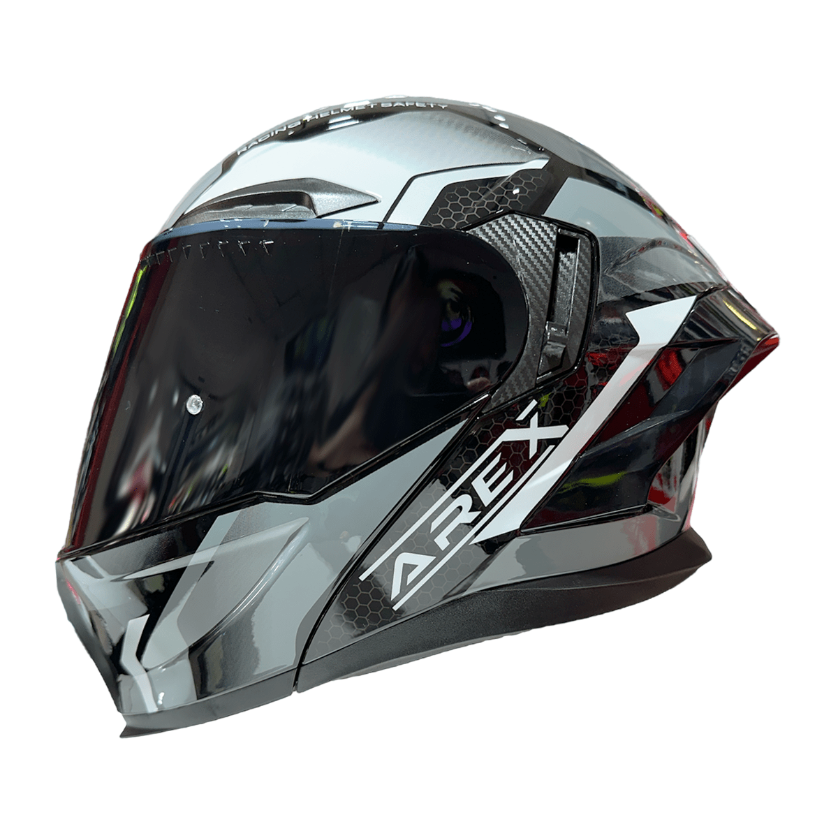 CASCO ABATIBLE AREX MR-903 SHOT BLANCO GRIS1