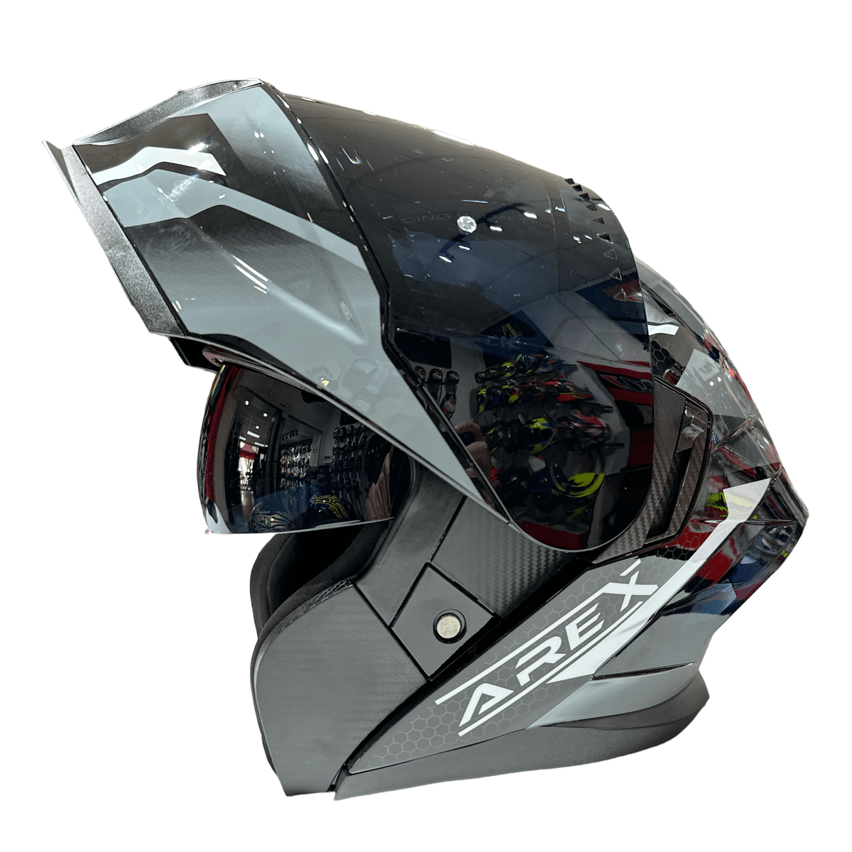 CASCO ABATIBLE AREX MR-903 SHOT BLANCO GRIS6