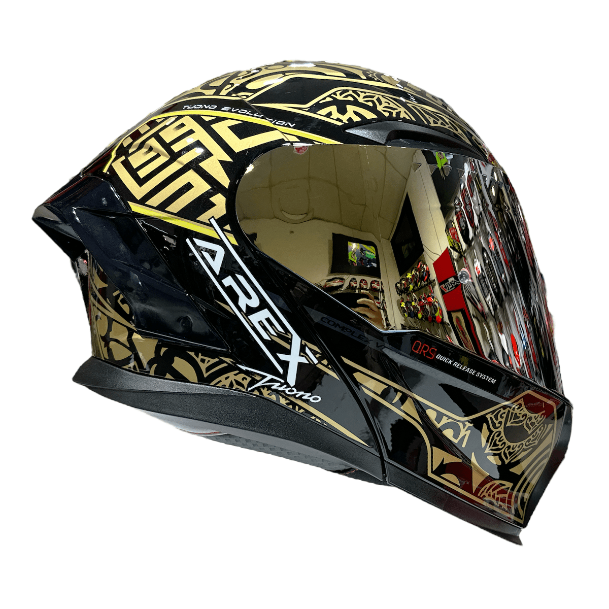 CASCO ABATIBLE AREX MR-903 EDGE NEGRO DORADO3