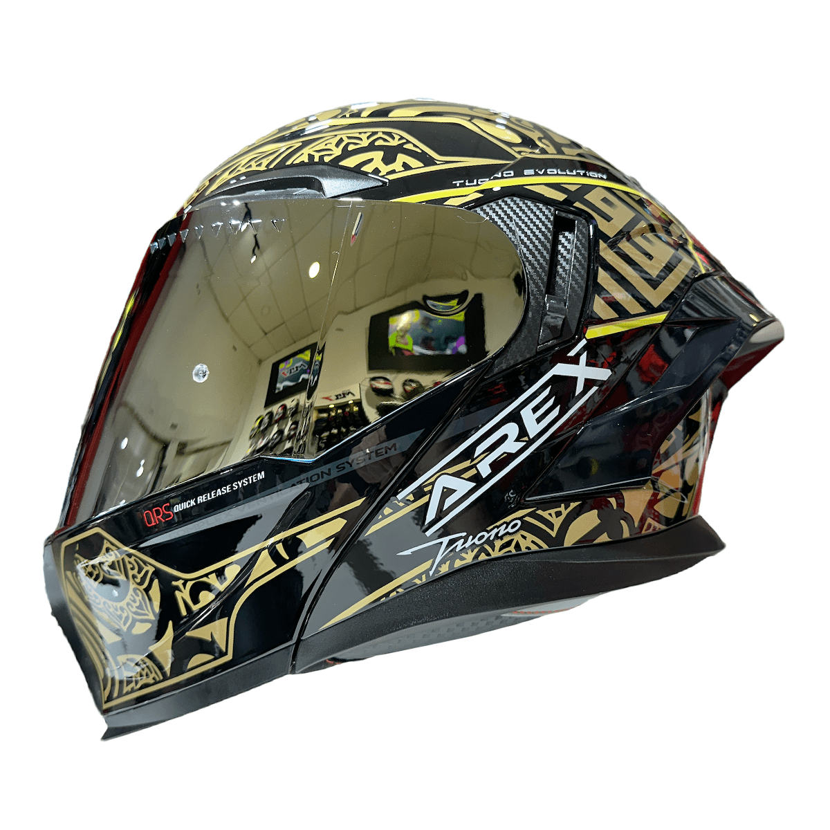 CASCO ABATIBLE AREX MR-903 EDGE NEGRO DORADO 0