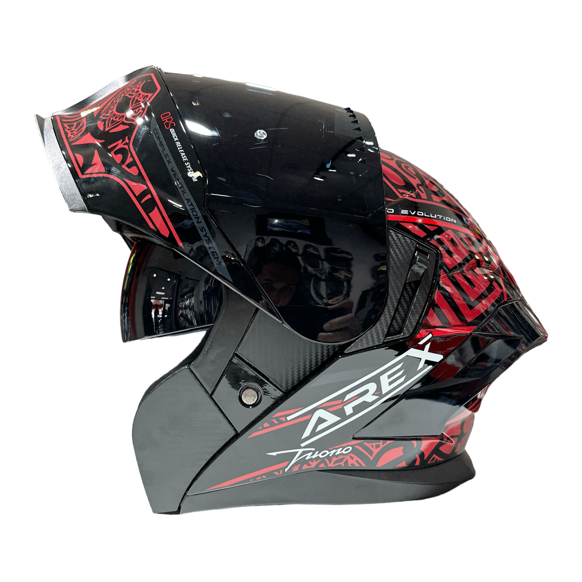 CASCO ABATIBLE AREX MR-903 EDGE NEGRO ROJO6