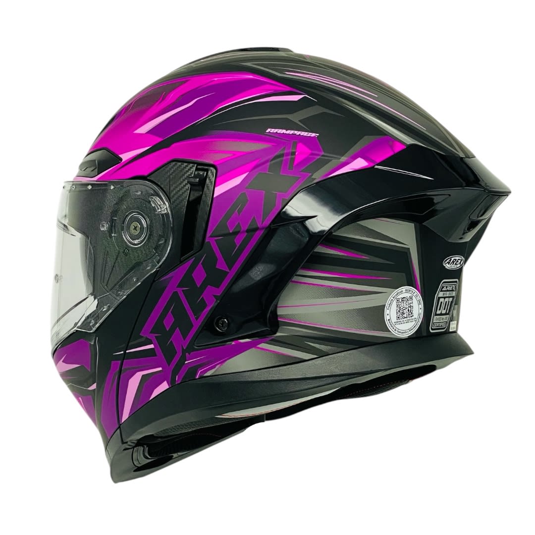 CASCO ABATIBLE AREX MR-903 RAMPAGE NEGRO FUCSIA MATE8