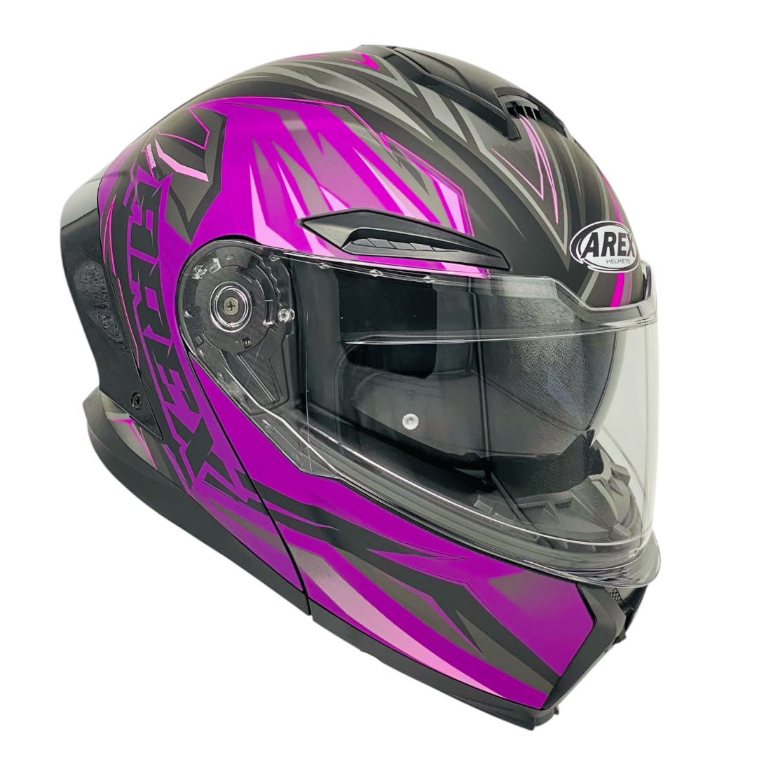 CASCO ABATIBLE AREX MR-903 RAMPAGE NEGRO FUCSIA MATE7