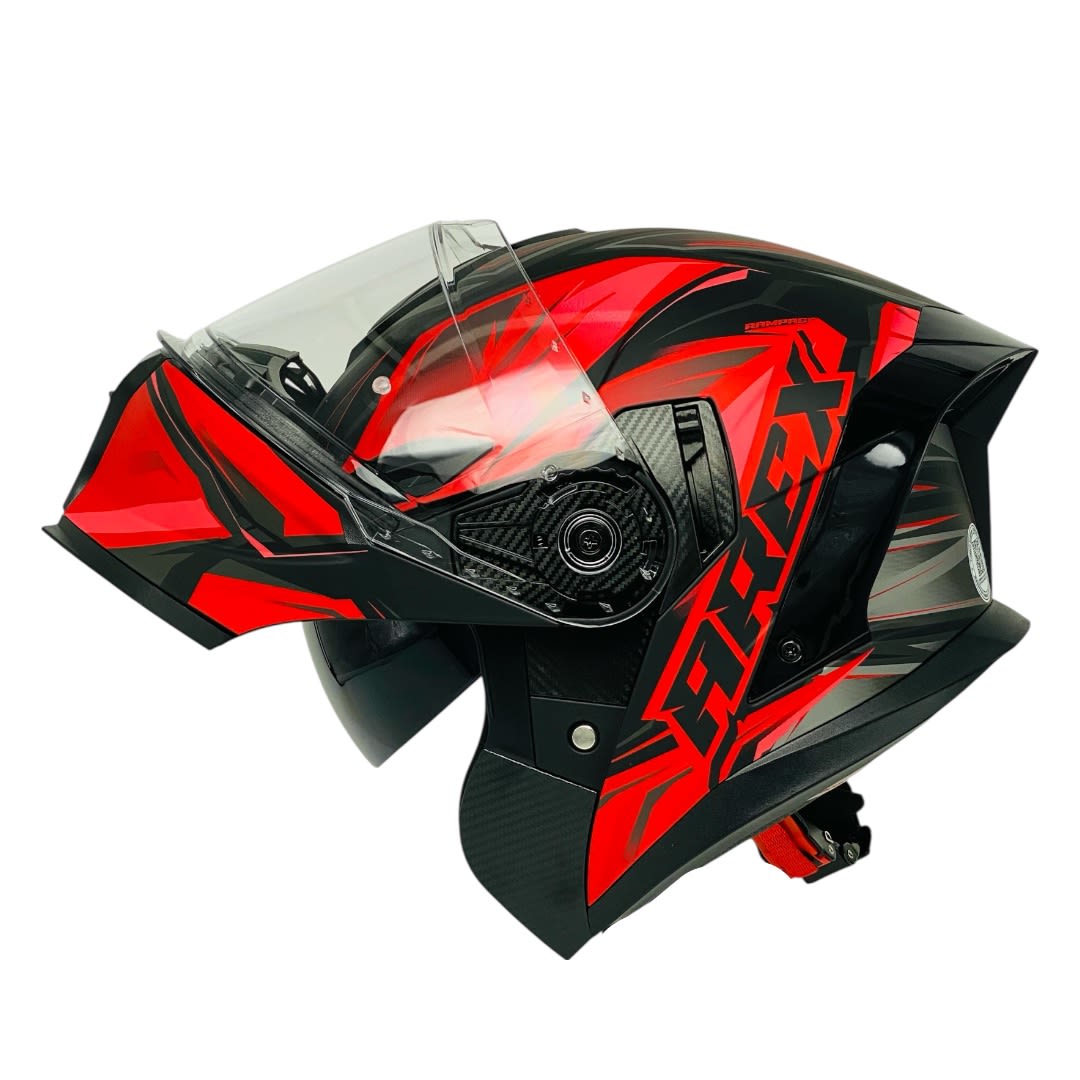 CASCO AREX MR-903 RAMPAGE NEGRO ROJO MATE3