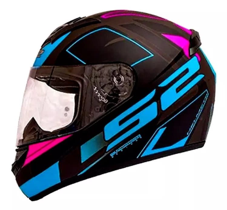 CASCO LS2 FF 352 CYPRESS NEGRO AZUL FUCSIA MAT1