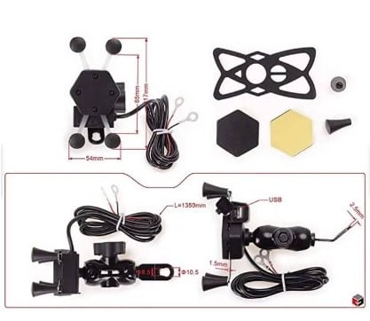 PORTA CELULAR ARAÑA C/CARGADOR P/ EL ESPEJO SXC-038326