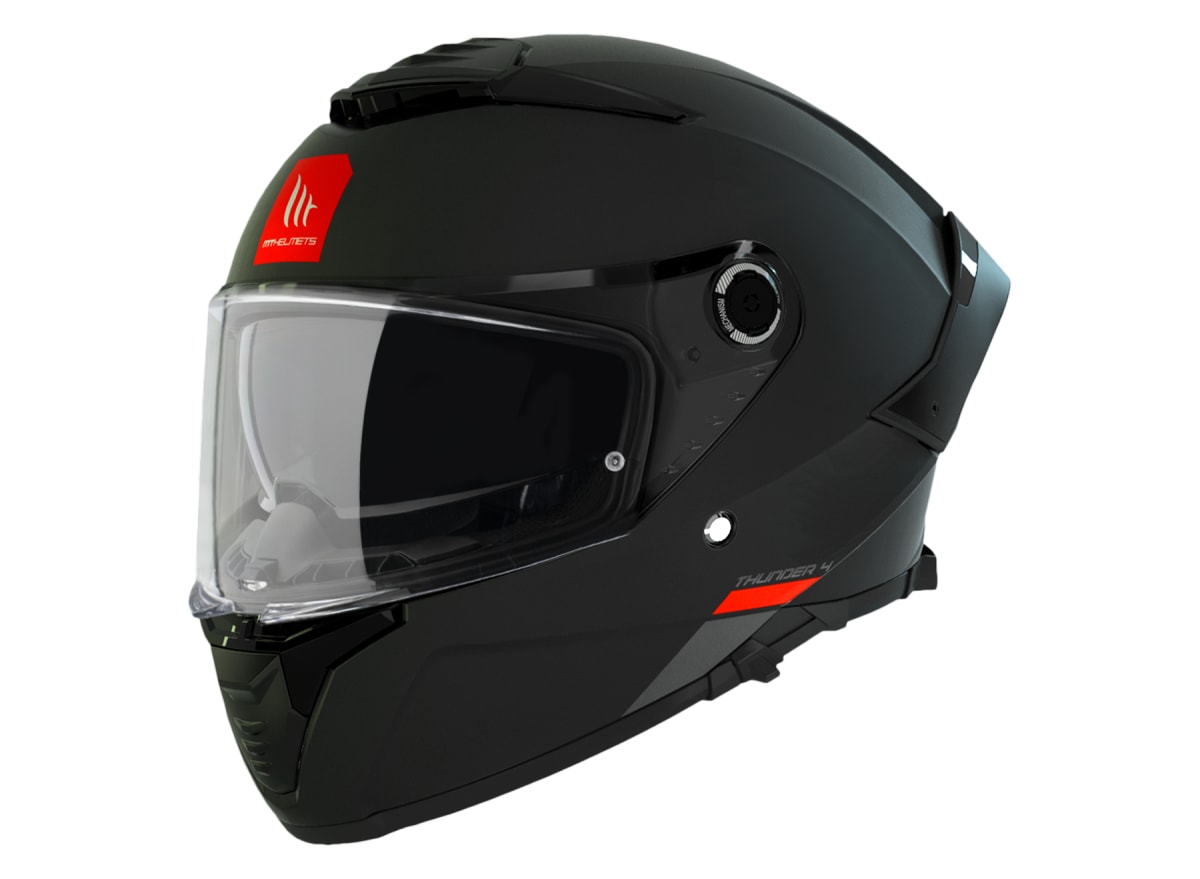 CASCO MT FF118SV THUNDER 4 SV SOLID A1 NEGRO MATE + PLK1