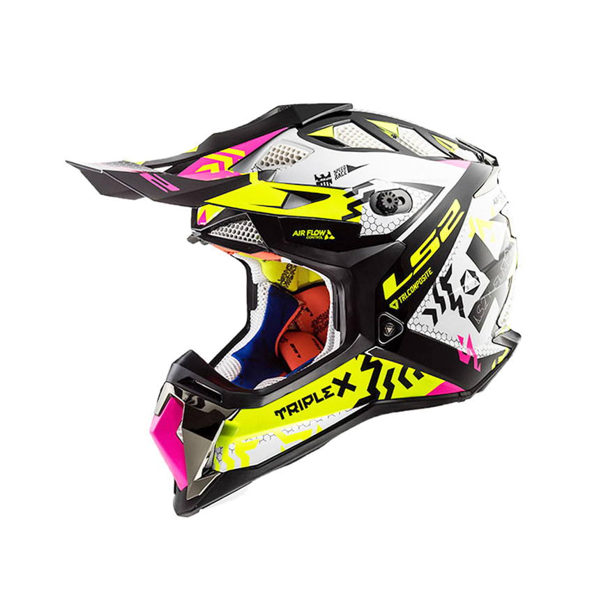 CASCO LS2 MX 470 SUBVERTER TRIPLEX NEG/ROSA/AMARILLO1