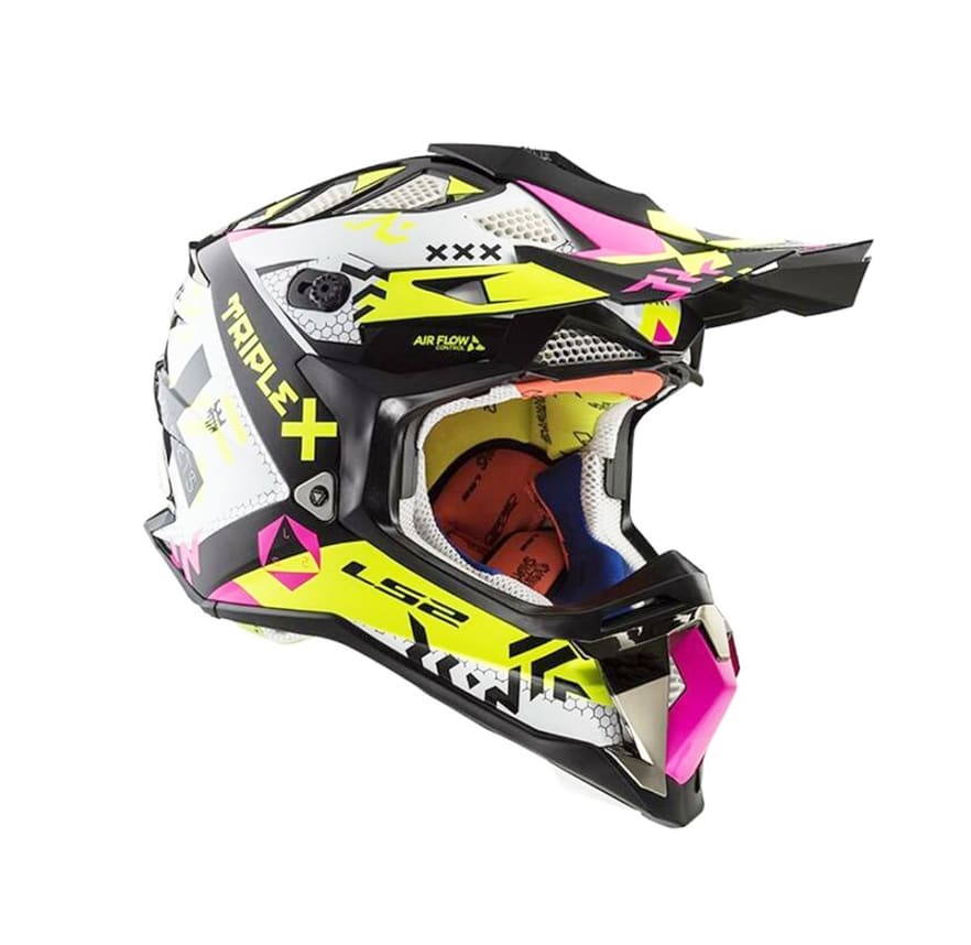 CASCO LS2 MX 470 SUBVERTER TRIPLEX NEG/ROSA/AMARILLO3