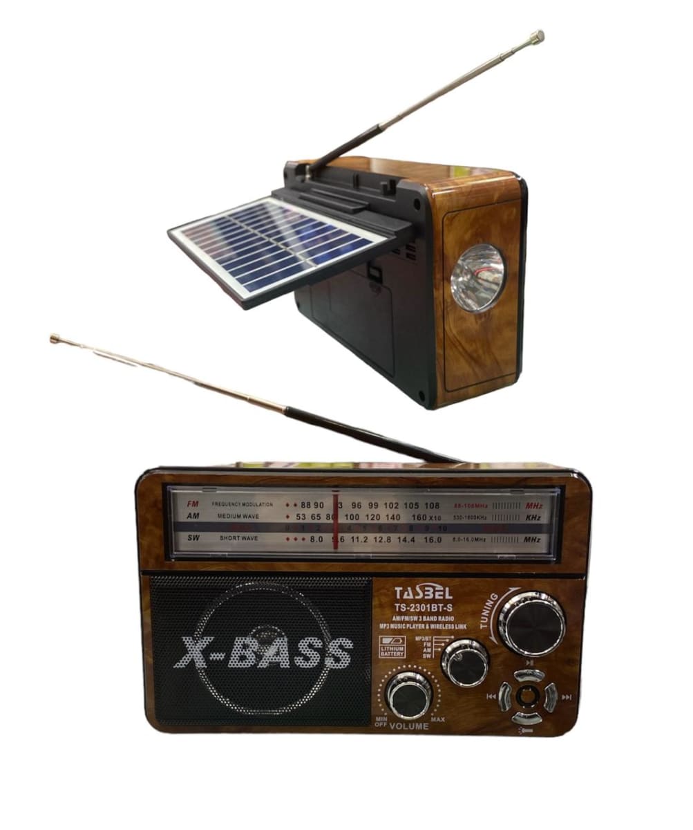 RADIO X-BASS SOLAR A PILA RECARGABLE PANEL ABATIBLE 1604652 0