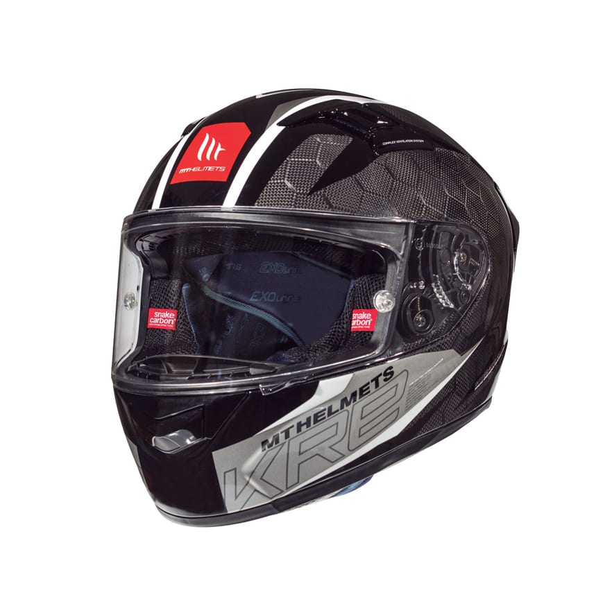 CASCO MT KRE SNAKE CARBON A0 BLANCO BRILLO MR7 Cascos, agv