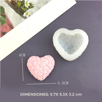 MOLDE SILICONA CORAZON FLORES
