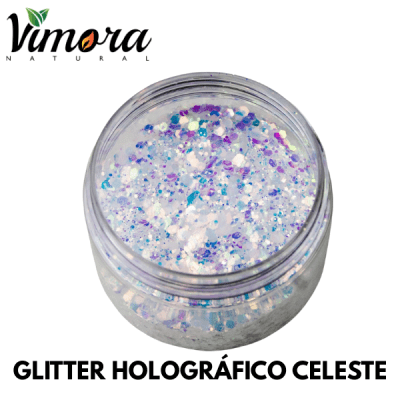 Glitter Holográfico Celeste 5 grs