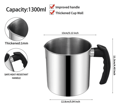 Jarro Metálico 1300 ml  para relleno Con Boquilla