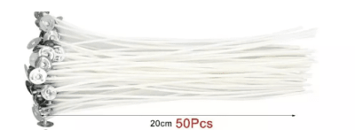 PACK 50 UNIDADES PABILO ENCERADO CON OJALILLO 20 CM