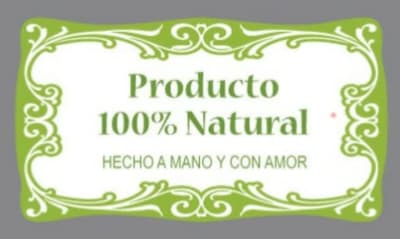 PV2 Etiqueta (x8) 3.6 x 2.0 Producto Natural Hecho a Mano con Amor VERDE