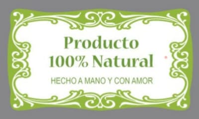 PV4 Etiqueta (X8) 4.5 x 2.5 Producto Natural Hecho a Mano con Amor VERDE