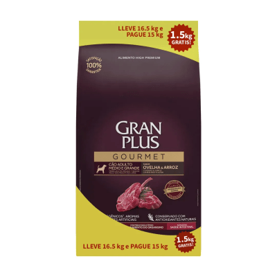 Gran Plus Gourmet perro adulto mediano a grande cordero y arroz 16.5 Kg