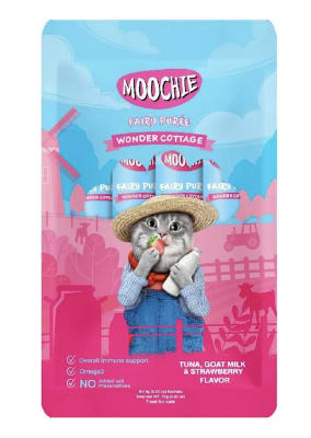Moochie fairy puree tuna - goat milk & strawberry 75 gr