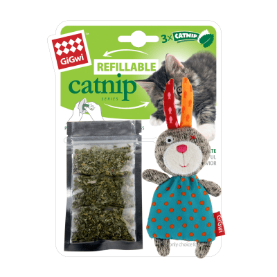 Gigwi Refillable catnip rabbit tea bags 3PZ