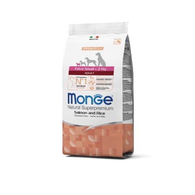 Monge Canine adult extra small salmon y arroz 2.5 Kg