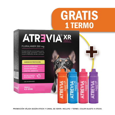 Pack Atrevia antipulgas XR Small (4.5 - 10 Kg) x 1 tableta + Termo de Regalo