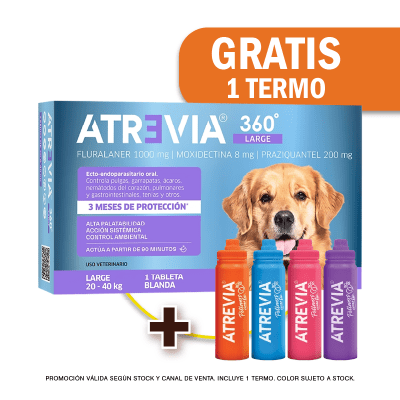 Pack Atrevia 360 antipulga perro Large (20 - 40 Kg) + Termo de Regalo