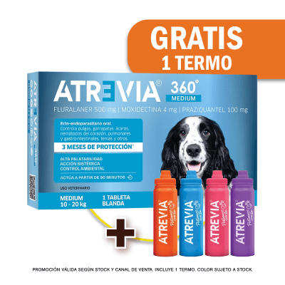 Pack Atrevia 360 antipulga perro Medium (10 - 20 Kg) + Termo de Regalo