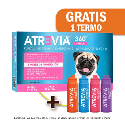 Pack Atrevia 360 antipulga perro Small (5 - 10 Kg) + Termo de Regalo